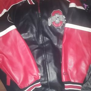 OHIO ST COLLEGIATE LEATHER BOMBER.